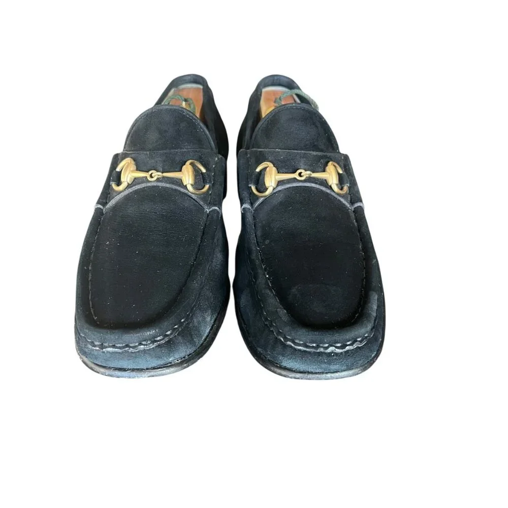 Vintage Gucci Black Suede Horsebit Loafers - Size 6.5 - Picture 12 of 16